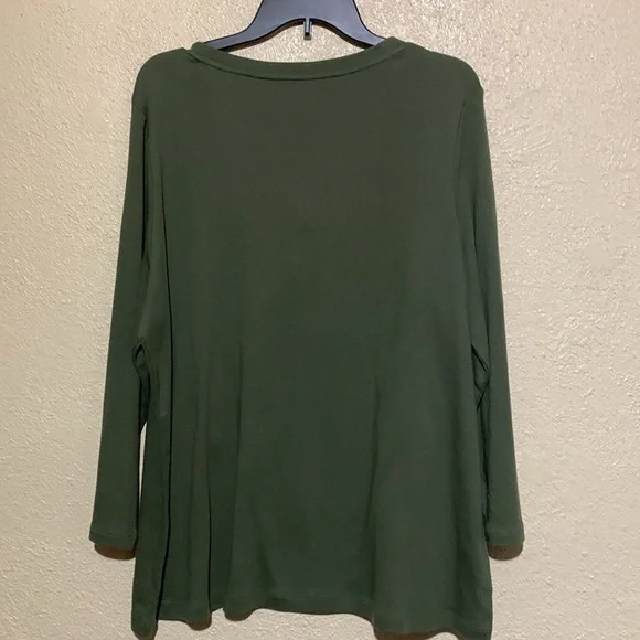 Kim Rogers Top Tee XXL Olive Green Stretchy 3/4 Sleeve Soft Cotton NWT - Picture 9 of 12